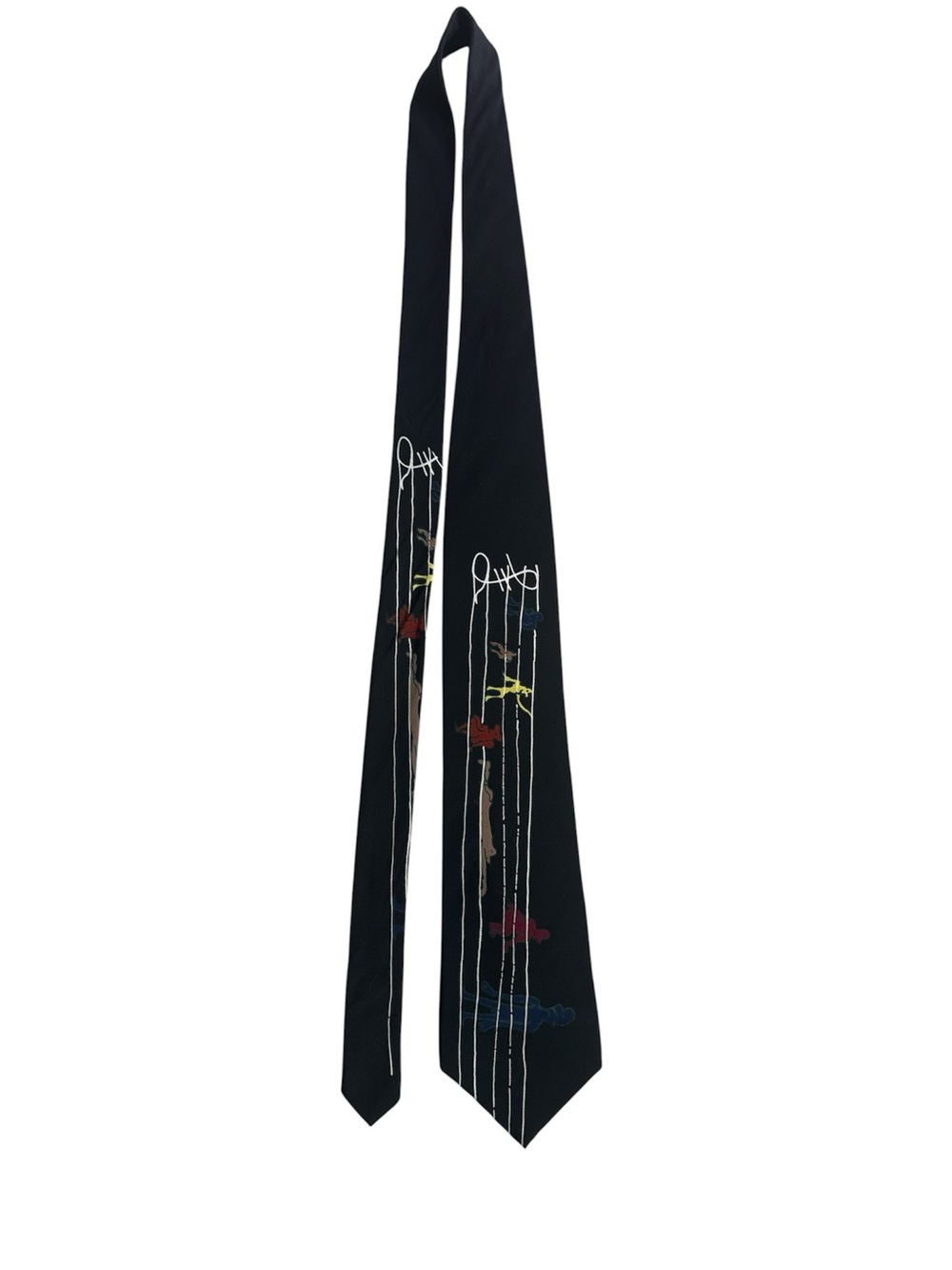 Vintage John Lennon Artwork Silk Tie Men’s Black Freeda Peeple Music Figures